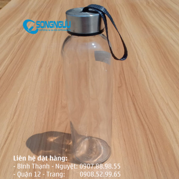 CHAI NƯỚC THỦY TINH NẮP NHÔM ĐEN
